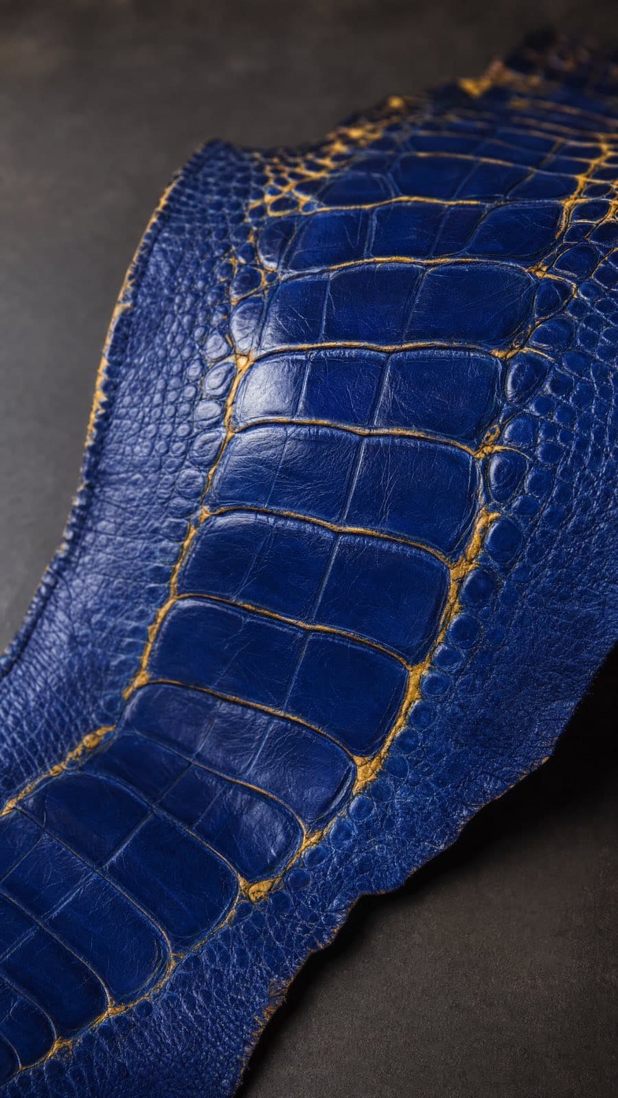 Ostrich Leg hide — Cobalt & yellow